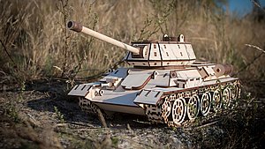 פאזל תלת מימד מכני מעץ EWA Eco-Wood-Art TANK T-34 פאזל תלת מימד מכני מעץ EWA Eco-Wood-Art TANK T-34