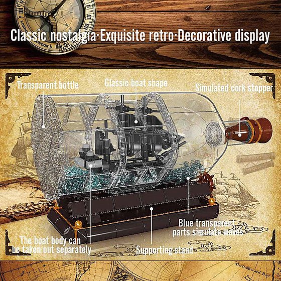 ��� ����� ����� ����� Mould King 10070 Black Pearl in a Bottle