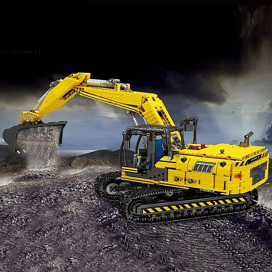 ��� ����� Mould King 17032 RC Yellow Mechanical Excavator