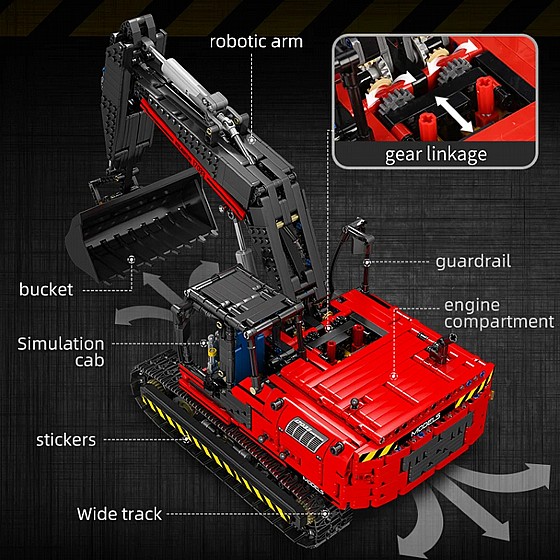��� ����� Mould King 17032 RC Red Mechanical Excavator