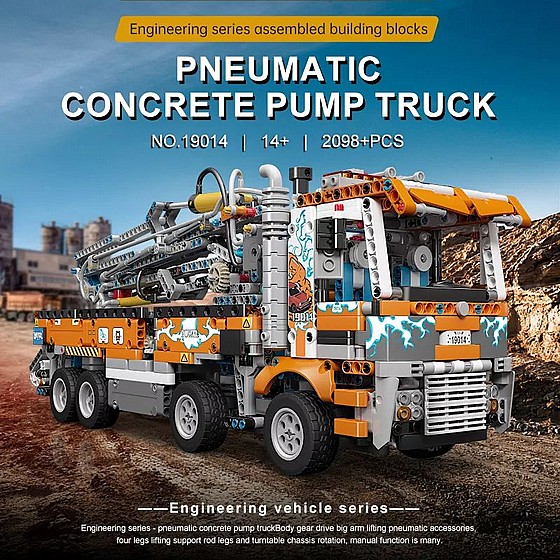 ��� ����� Mould King 19014 Pneumatic Concrete Pump Truck