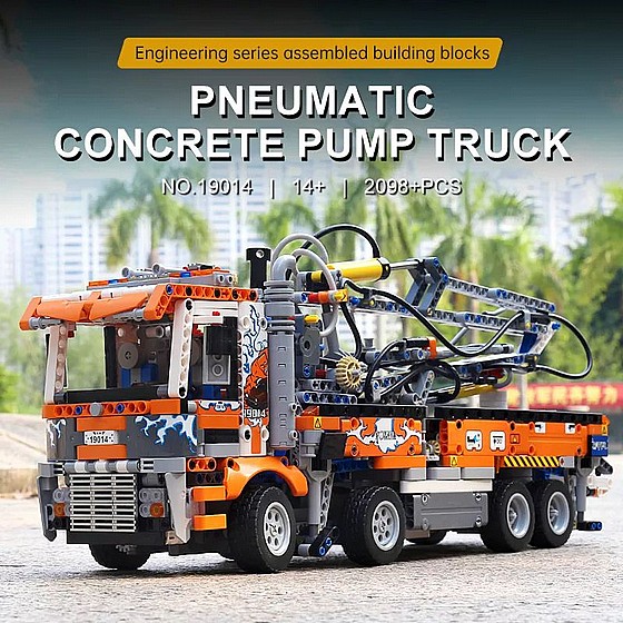 ��� ����� Mould King 19014 Pneumatic Concrete Pump Truck