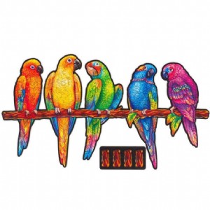 פאזל עץ Unidragon בצורות מיוחדות Playful Parrots size M פאזל עץ Unidragon בצורות מיוחדות Playful Parrots size M